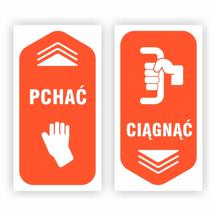 Pchać / Ciągnąć naklejki pionowe na drzwi do sklepu, biura, restauracji, punktów usługowych