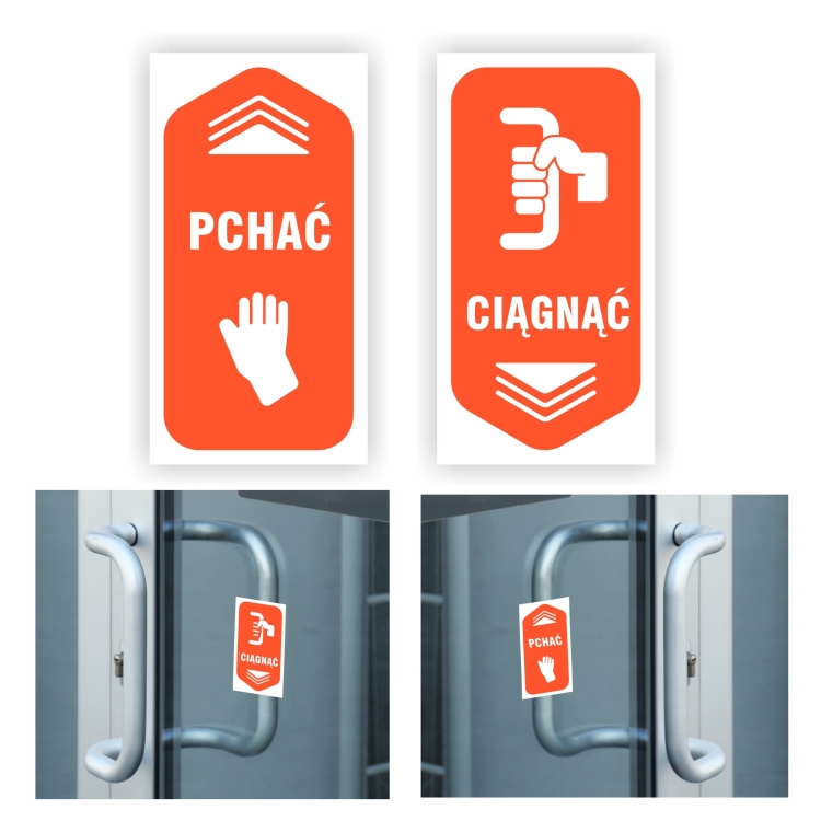 Pchać ciągnąć zestaw naklejek na drzwi wejściowe