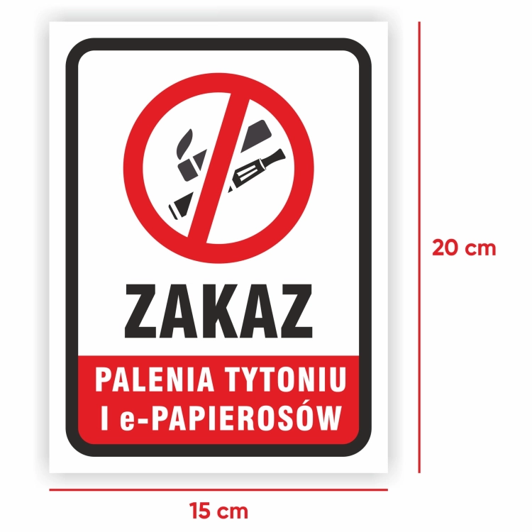 Wymiary naklejka zakaz palenia