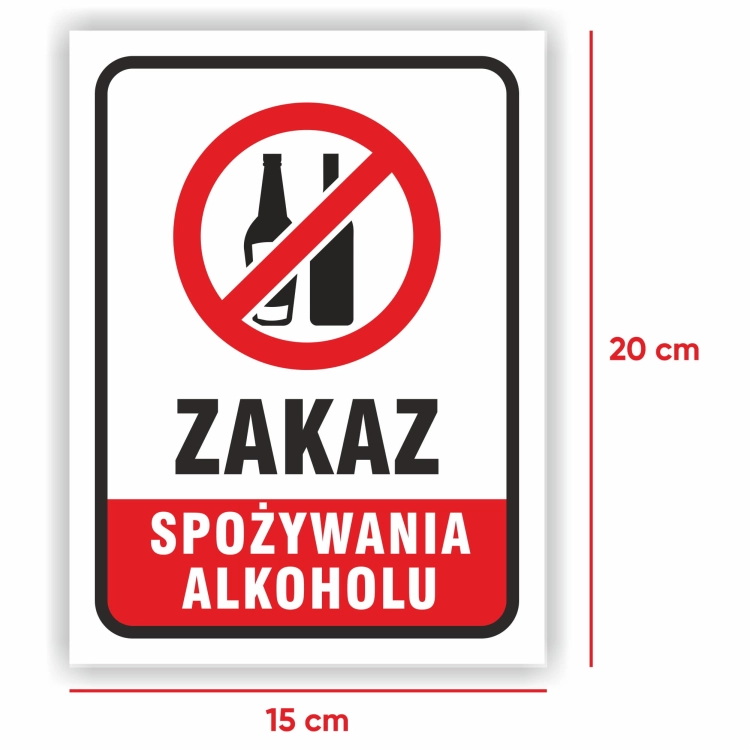 Wymiary naklejki zakaz spożywania alkoholu
