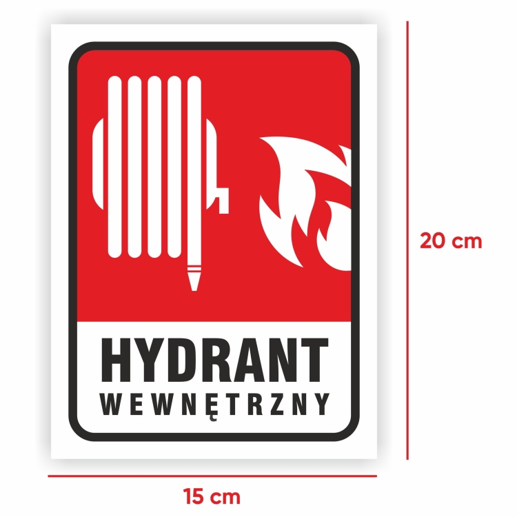 Wymiary naklejki hydrant wewnętrzny