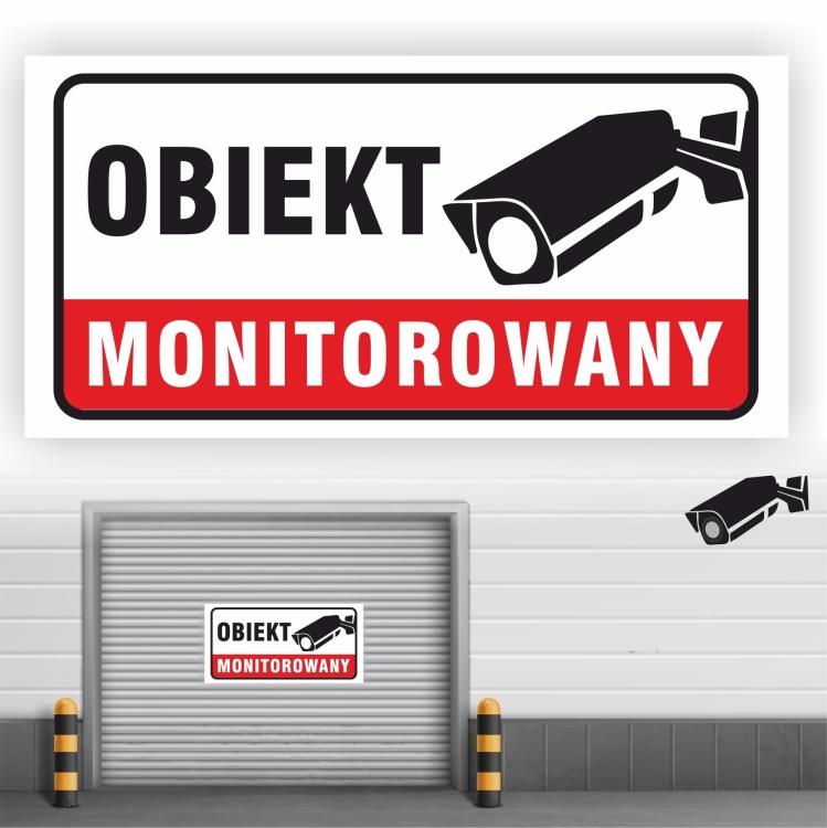 Obiekt monitorowany naklejka na drzwi, okno, szyld