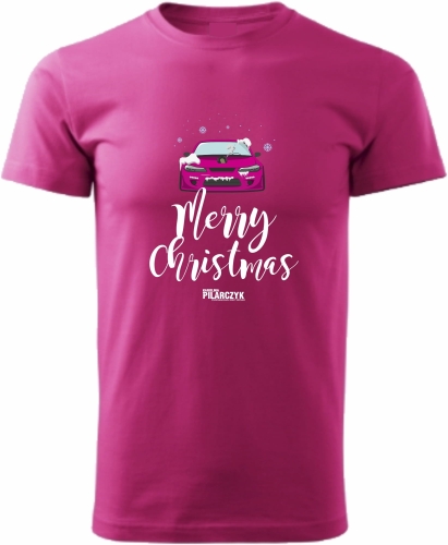 Koszulka męska merry christmas różowa