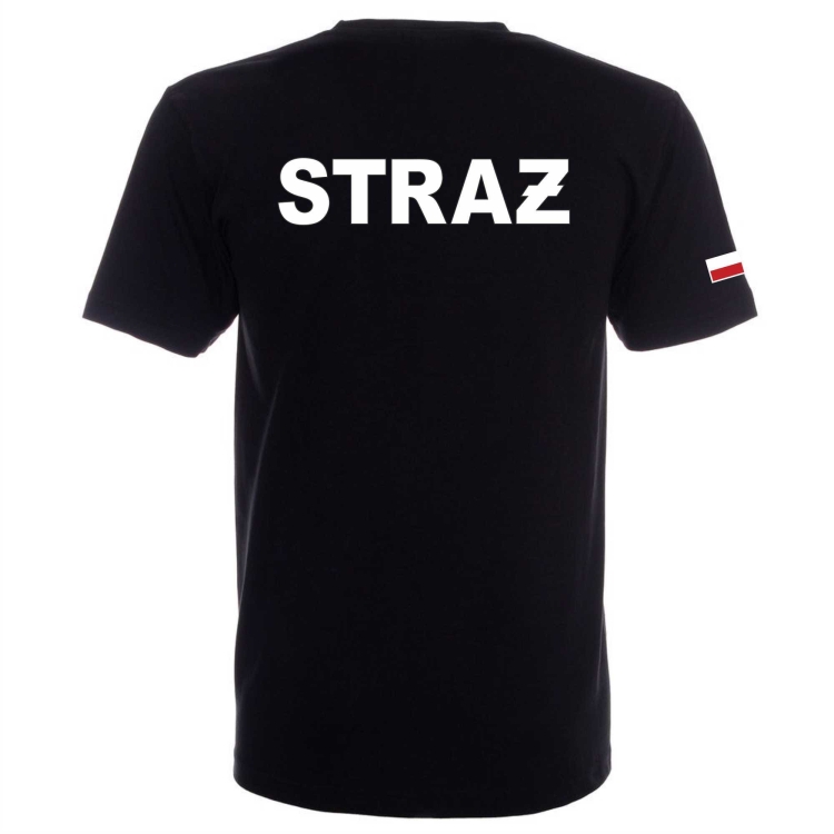 Czarny T-shirt OSP – nazwa jednostki i nadruk strażacki