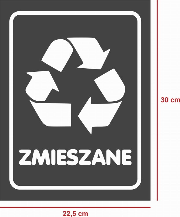 Wymiary naklejek na kosze zmieszane