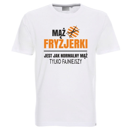 T-shirt biały mąż fryzjerki