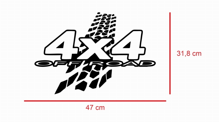 Naklejka 4x4 OFF ROAD bieżnik grafitowa błyszcząca profesjonalna do samochodów 4x4 – idealna do ekstremalnych warunków.