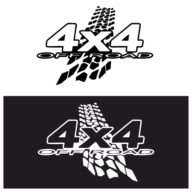 Naklejka 4x4 OFF ROAD bieżnik czarna błyszcząca elegancka odporna UV – doskonała jakość i stylowy wygląd.