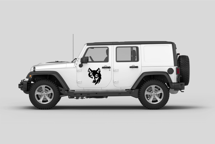 Naklejka strong wolf – trwała dekoracja na auto – wyjątkowy styl dla pasjonatów natury i outdooru.