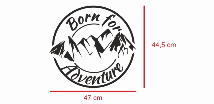 Wymiary Naklejki Born for Adventure