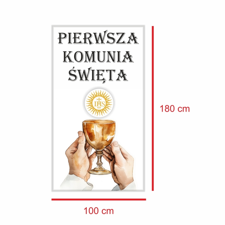 Baner I Komunia Św do kościoła na salę