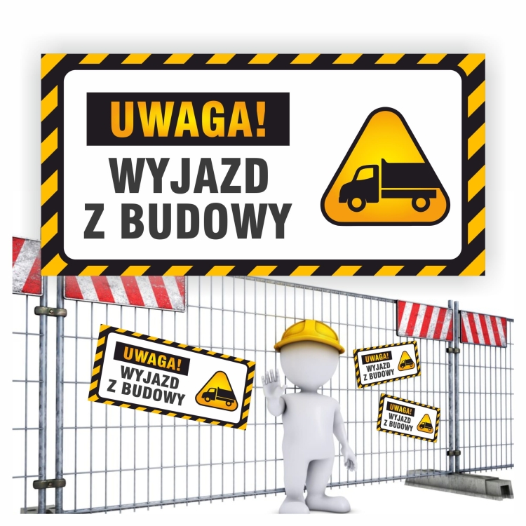 Naklejka znak bhp wyjazd z budowy