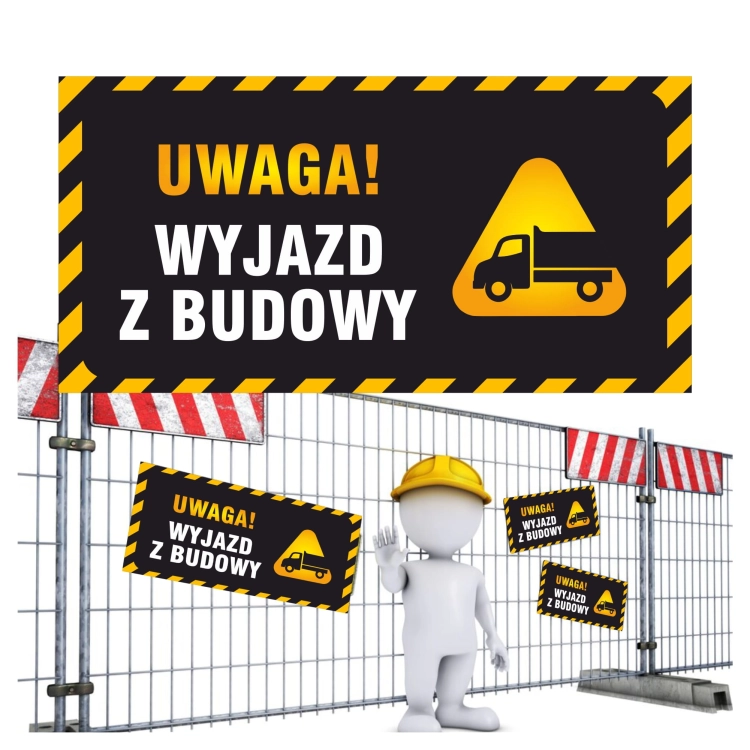 Naklejka znak bhp wyjazd z budowy