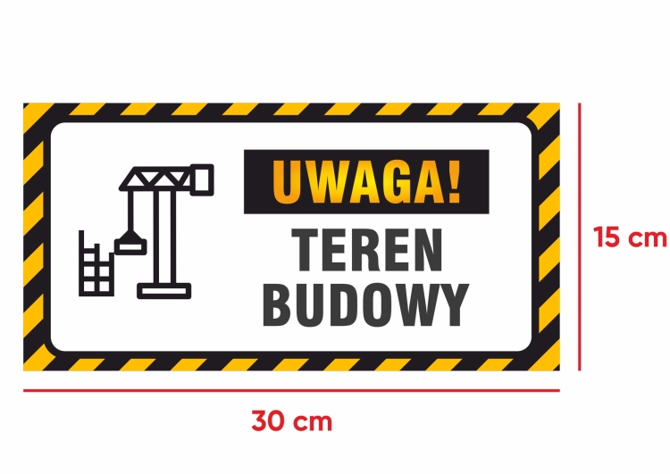 Rozmiary tabliczki teren budowy