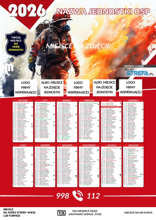 kalendarz strażacki 2026 A3 Plakatowy