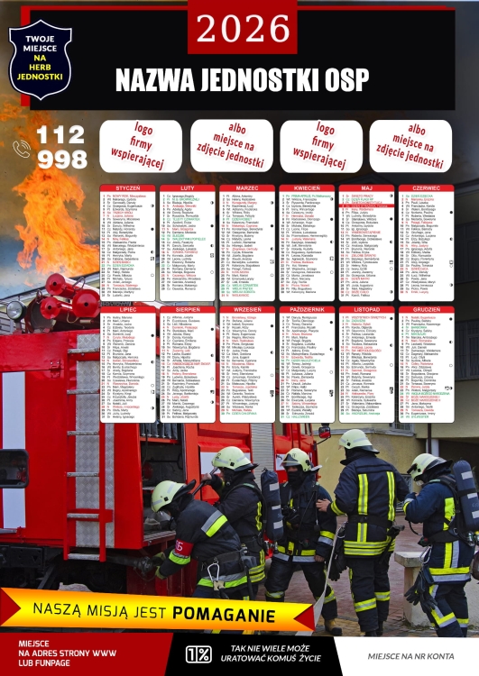 Kalendarz 2026 A3 Strażacki