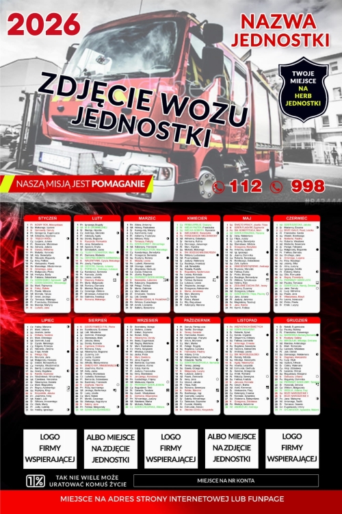Kalendarz Ochotnicza Straż Pożarna 2026