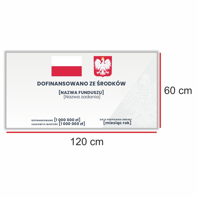 Tablica informacyjna z godłem RP – przykład realizacji na płycie kompozytowej