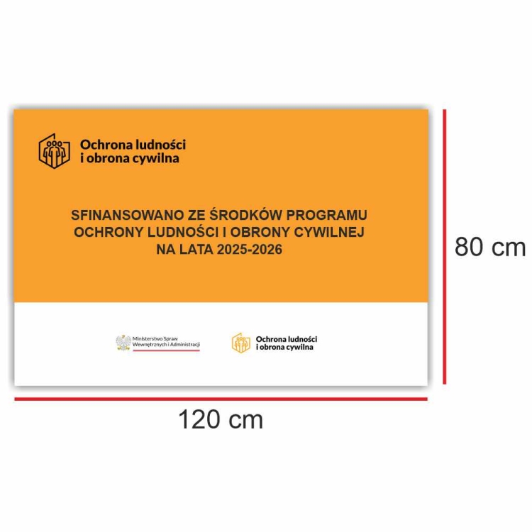 Tablica z logo Ochrona ludności i obrona cywilna