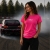 Koszulka damska Karolina Pilarczyk – No Risk. No Story. różowa, przód z logo Motorsport