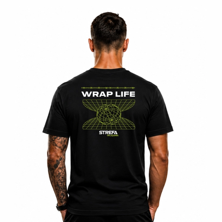 Wrap Life – czarna koszulka premium 200 g