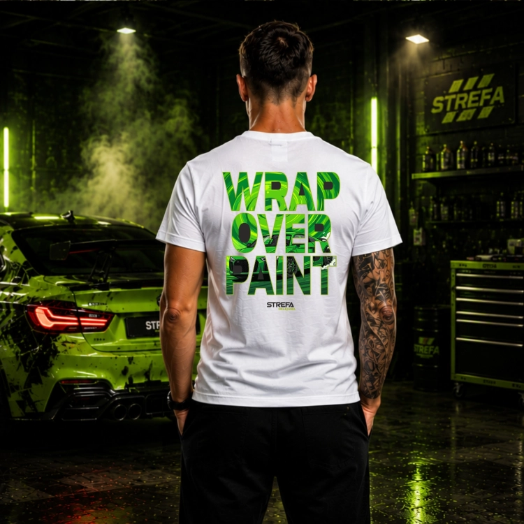 Wrap Over Paint – biała koszulka męska Strefa Oklejania