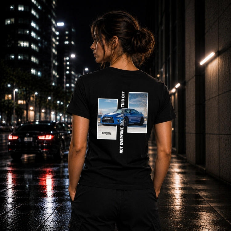 Koszulka damska Blue Horizon inspirowana sportowymi samochodami i kulturą automotive