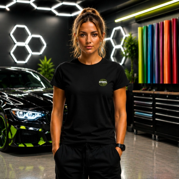 Wrap Life – damska koszulka motoryzacyjna z autorskim nadrukiem na przodzie