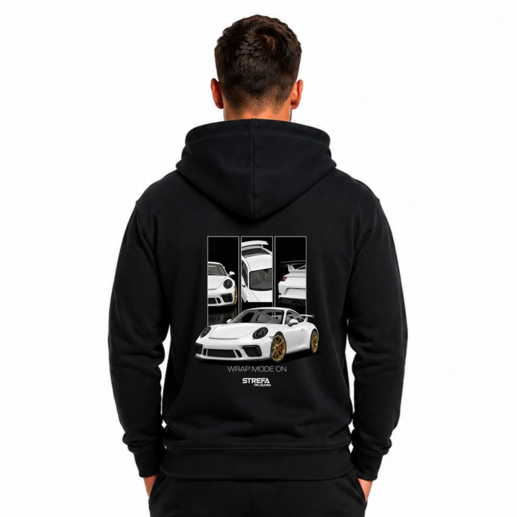 Czarna bluza Legends Garage z minimalistycznym logo Strefa Oklejania