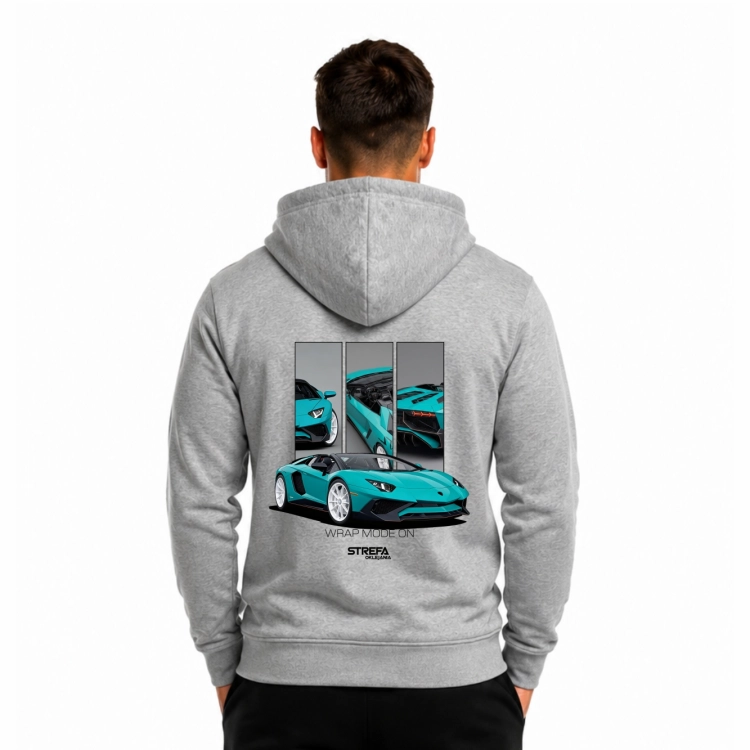 Bluza unisex Turquoise Velocity z nadrukiem nowoczesnego supersamochodu