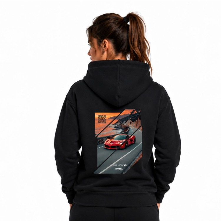 Motoryzacyjna bluza unisex z grafiką czerwonego samochodu sportowego