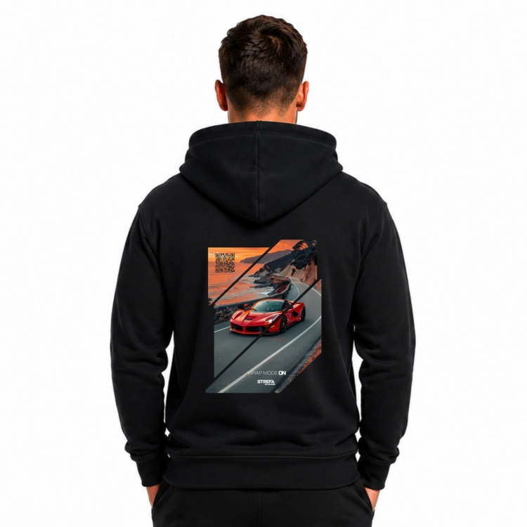 Bluza unisex Road Legend z grafiką czerwonego sportowego samochodu